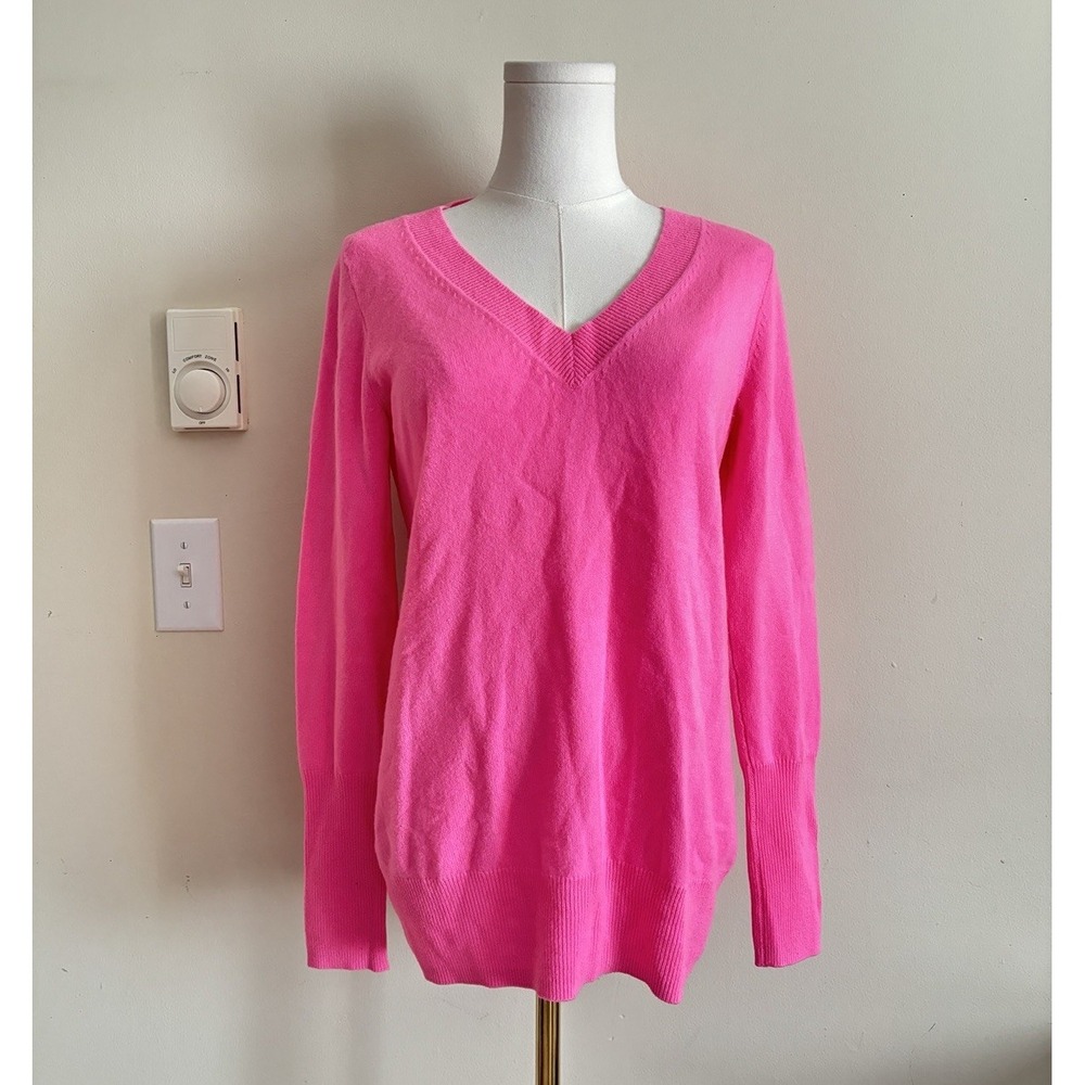 J Crew Collection Womens Small Medium Cashmere Sweater V Neck Pullover Pink Prep